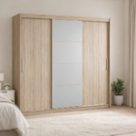 armario modelo kario 220 madera 2 puertas y espejos en el centro dormitorio