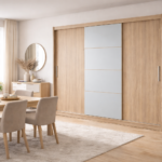 armario modelo kario 220 madera 2 puertas y espejos en el centro salón