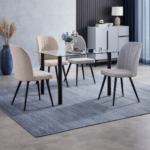 mesa yuri sillas rory colores crema y gris