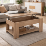 mesa centro modelo Águeda madera cristal salón