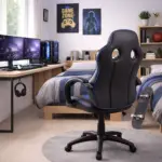 silla oicina y gaming modelo sof 14 color azul vista atrás